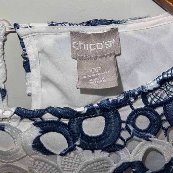 Chico’s Striped Floral Printed Lace Top Blouse Sz Small Petite - Picture 5 of 7